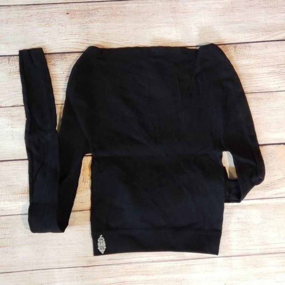 Free People Movement Gone Adrift Long Sleeve Crop Top Black - Picture 3 of 3